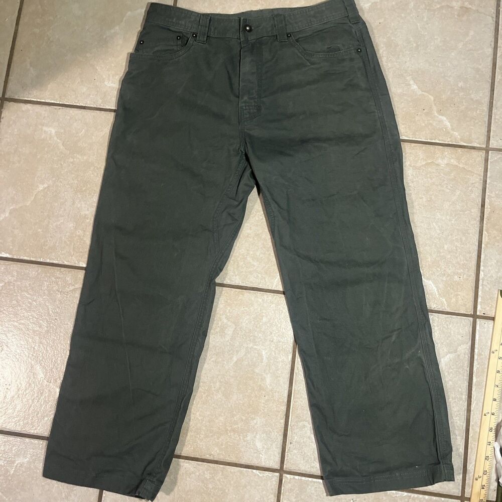 Prana Jeans Men 36x30 Fits 34x30 Green Bronson Straight Five Pocket Utility